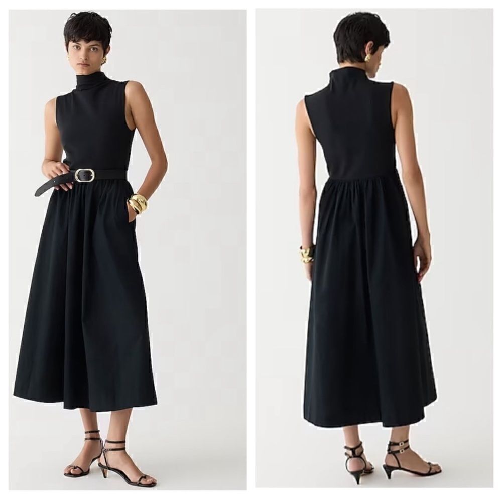 NWT J Crew Knit Mixty Mockneck Dress in black